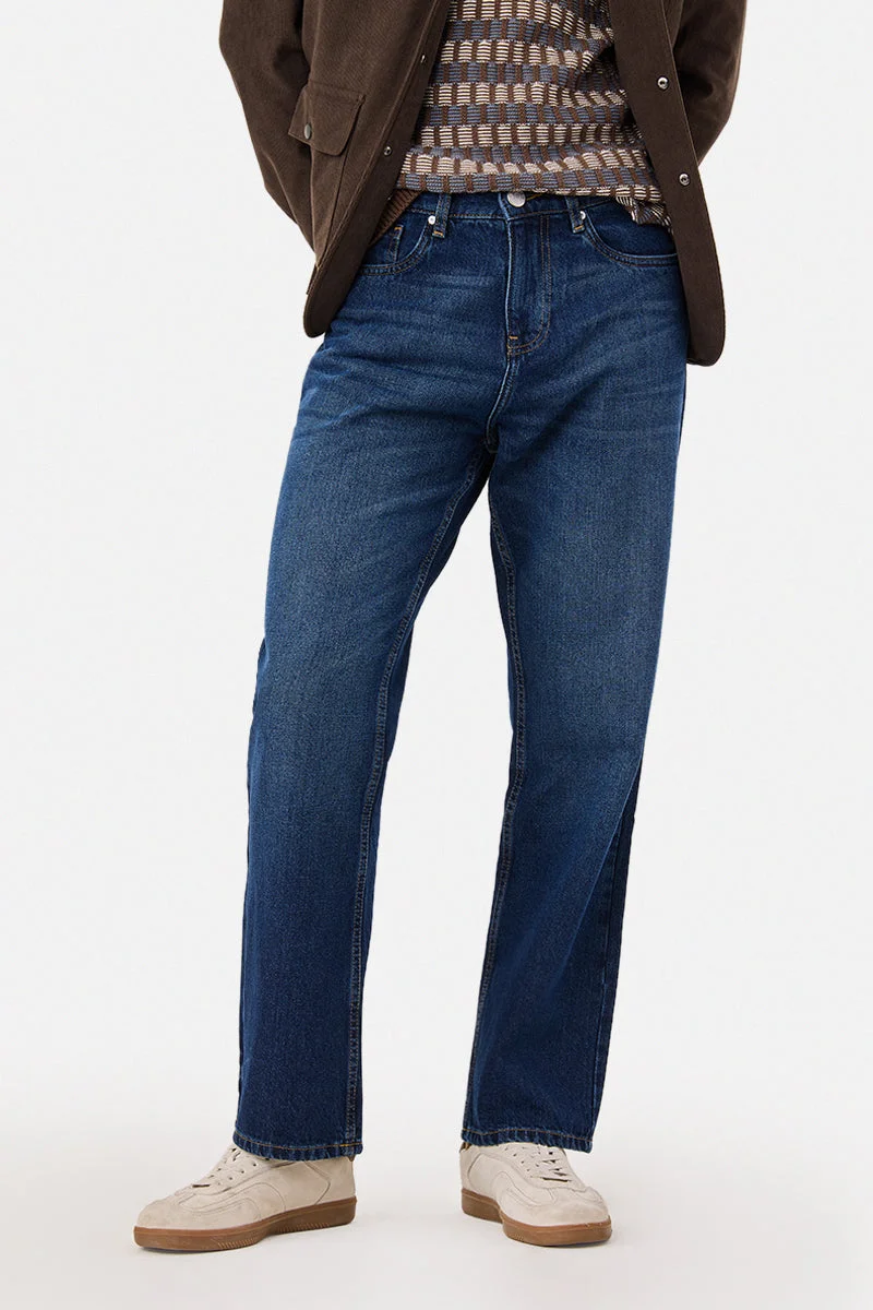 سنيتش Straight Fit Washed Jeans
